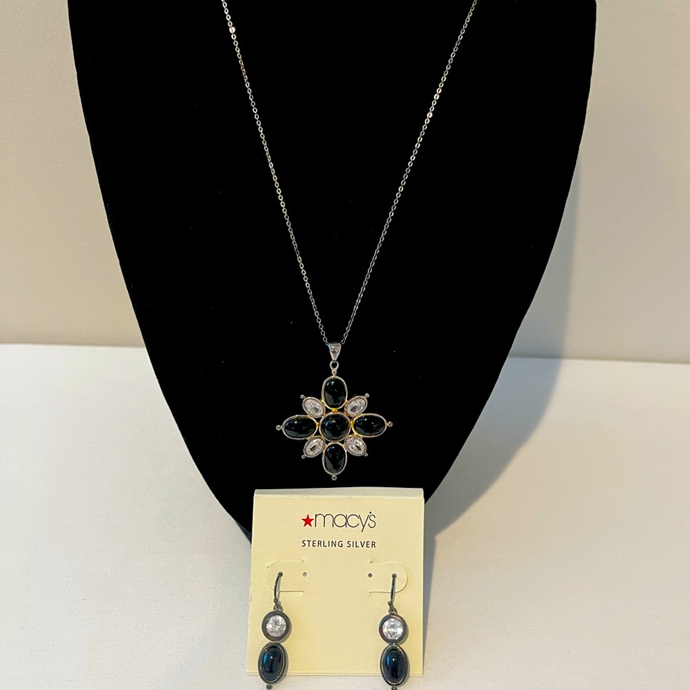 Macy’s sterling silver necklace and earring set